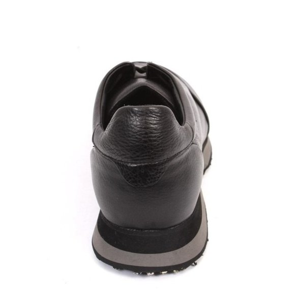 Roberto Serpentini 3924 Black Leather lace-Up Sneakers Shoes
